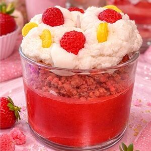 Strawberry Cheesecake Delight Dessert Candle